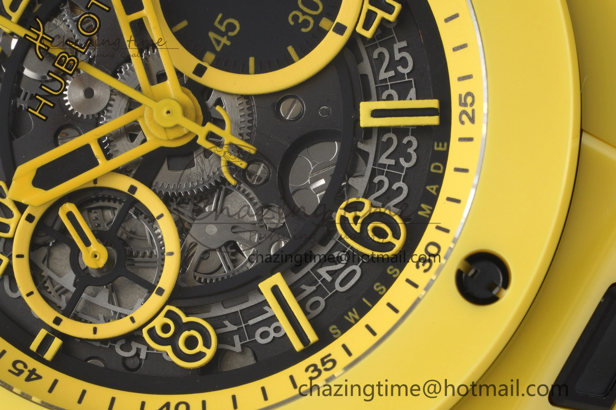 Big Bang Unico Yellow Magic Ceramic BBF 1:1 Best Edition Skeleton Dial on Yellow Rubber Strap A Tailored 6746