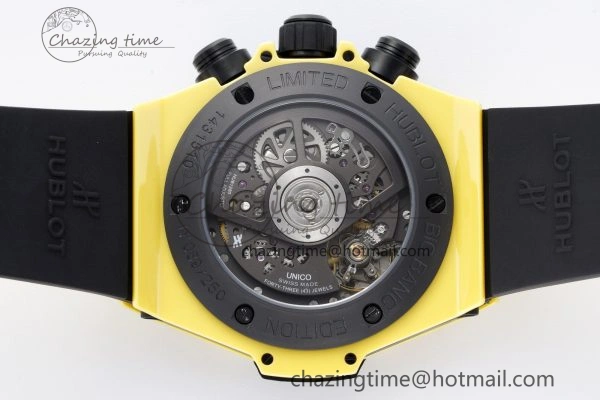 Big Bang Unico Yellow Magic Ceramic BBF 1:1 Best Edition Skeleton Dial on Yellow Rubber Strap A Tailored 6746