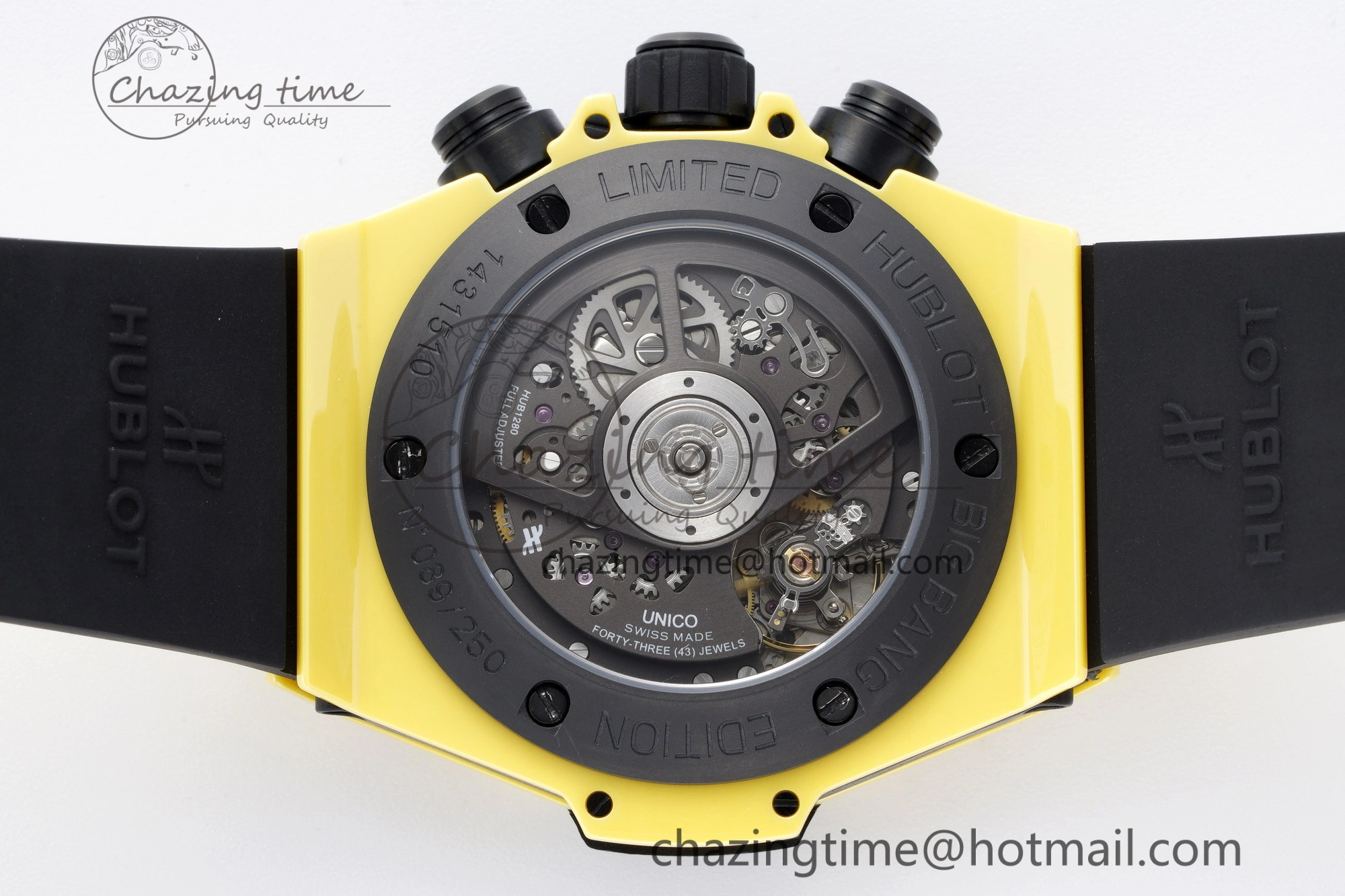 Big Bang Unico Yellow Magic Ceramic BBF 1:1 Best Edition Skeleton Dial on Yellow Rubber Strap A Tailored 6746