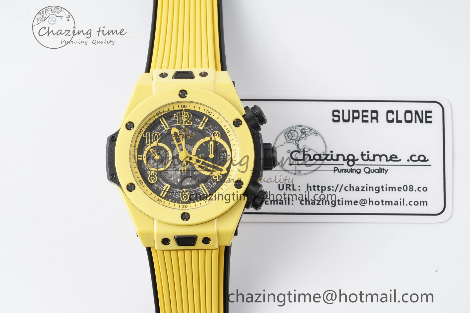 Big Bang Unico Yellow Magic Ceramic BBF 1:1 Best Edition Skeleton Dial on Yellow Rubber Strap A Tailored 6746