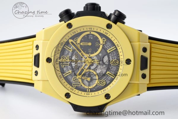 Big Bang Unico Yellow Magic Ceramic BBF 1:1 Best Edition Skeleton Dial on Yellow Rubber Strap A Tailored 6746