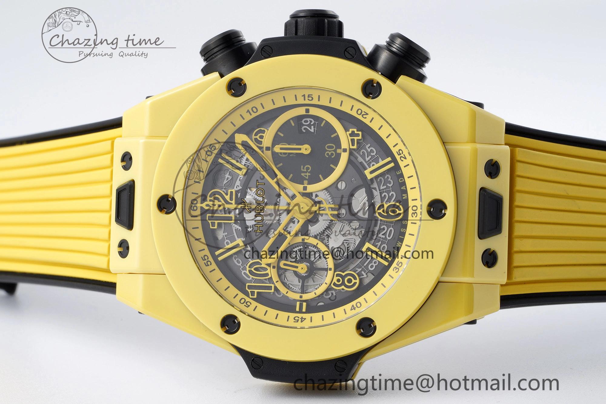 Big Bang Unico Yellow Magic Ceramic BBF 1:1 Best Edition Skeleton Dial on Yellow Rubber Strap A Tailored 6746