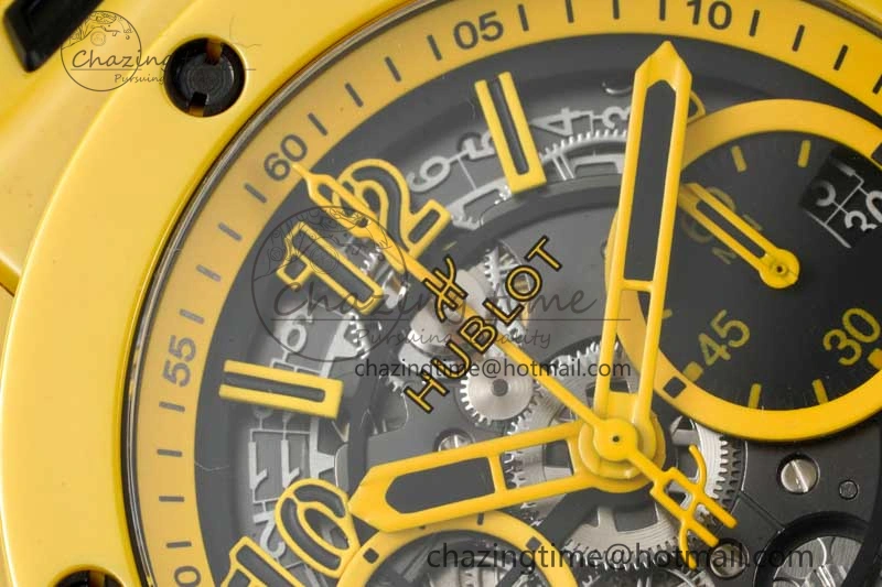 Unique Big Bang Unico Yellow Magic Ceramic ZF 1:1 Best Edition Skeleton Dial on Yellow Rubber Strap A 6773