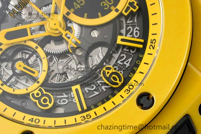 Unique Big Bang Unico Yellow Magic Ceramic ZF 1:1 Best Edition Skeleton Dial on Yellow Rubber Strap A 6773