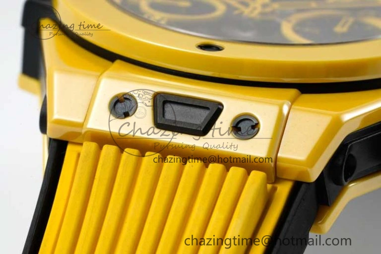 Unique Big Bang Unico Yellow Magic Ceramic ZF 1:1 Best Edition Skeleton Dial on Yellow Rubber Strap A 6773