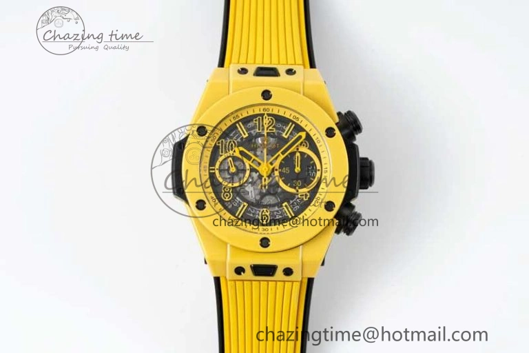 Unique Big Bang Unico Yellow Magic Ceramic ZF 1:1 Best Edition Skeleton Dial on Yellow Rubber Strap A 6773