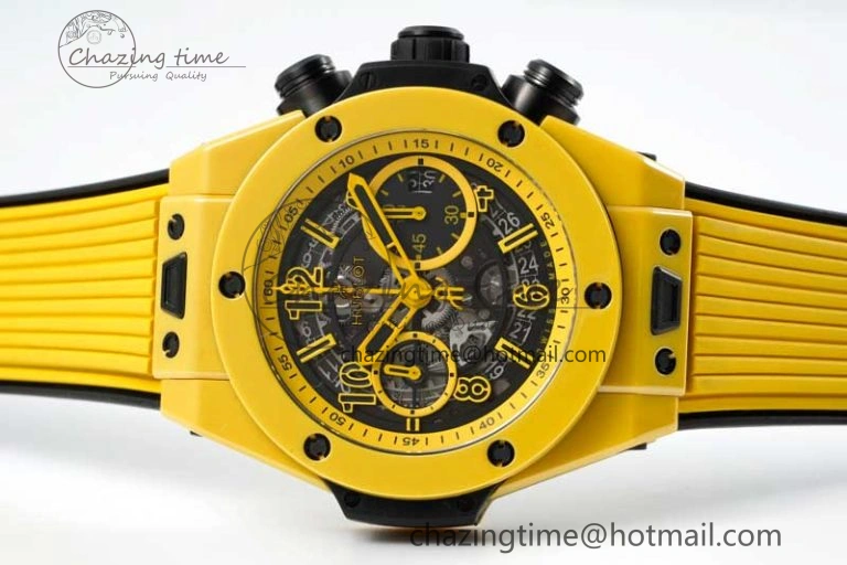 Unique Big Bang Unico Yellow Magic Ceramic ZF 1:1 Best Edition Skeleton Dial on Yellow Rubber Strap A 6773