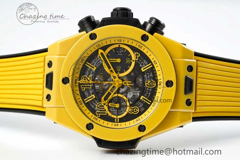 Unique Big Bang Unico Yellow Magic Ceramic ZF 1:1 Best Edition Skeleton Dial on Yellow Rubber Strap A 6773