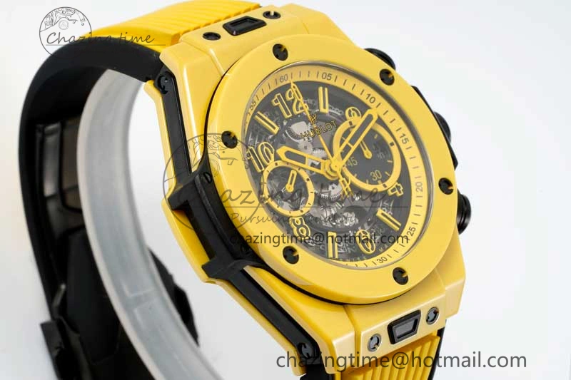Unique Big Bang Unico Yellow Magic Ceramic ZF 1:1 Best Edition Skeleton Dial on Yellow Rubber Strap A 6773