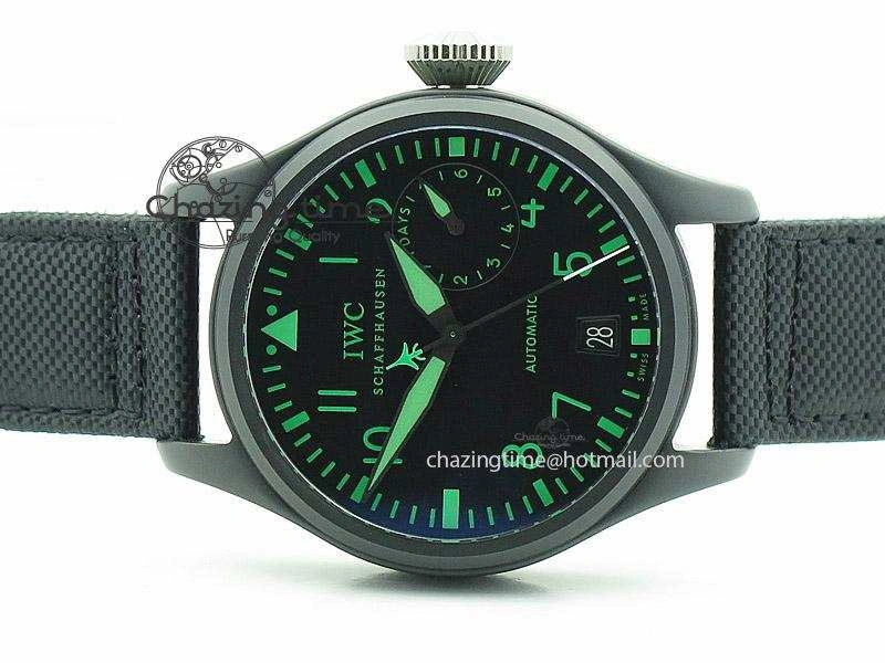 Stylish Big Pilot 5019 Ceramic Case Black Dial Green Markers Asian 23J 7396