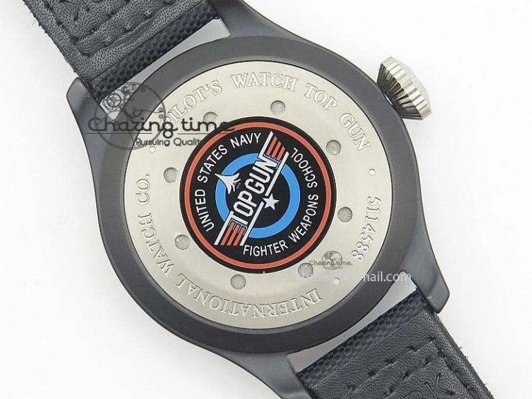 Stylish Big Pilot 5019 Ceramic Case Black Dial Green Markers Asian 23J 7396