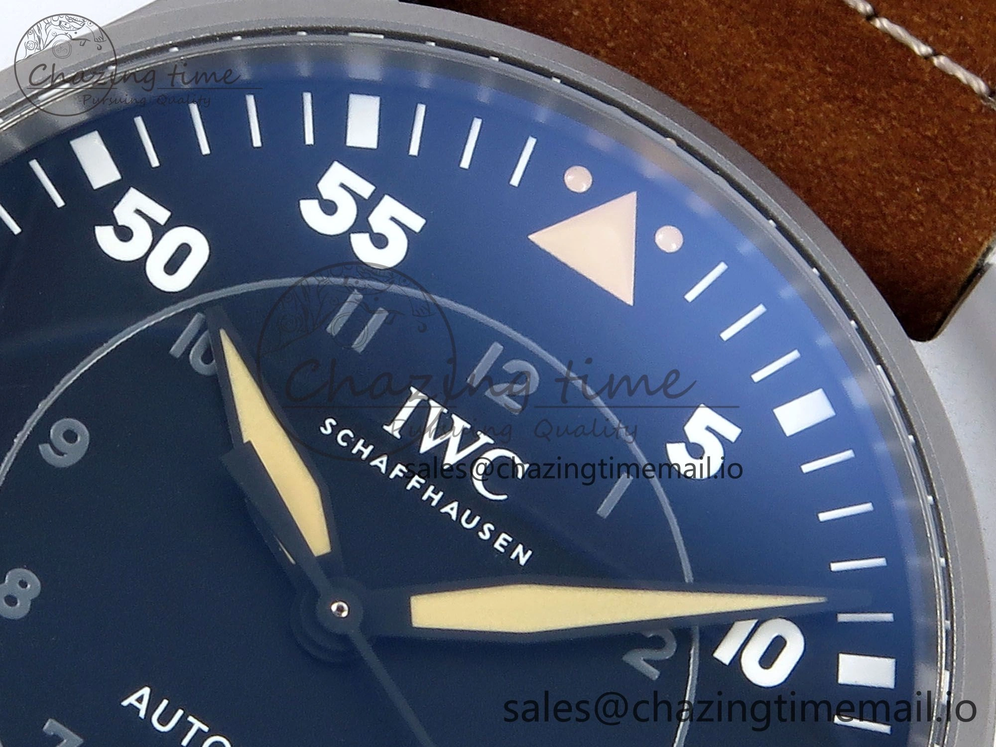 Original Big Pilot IW329701 M+F 1:1 Best Edition Black Dial on Brown Leather Strap MY 7005