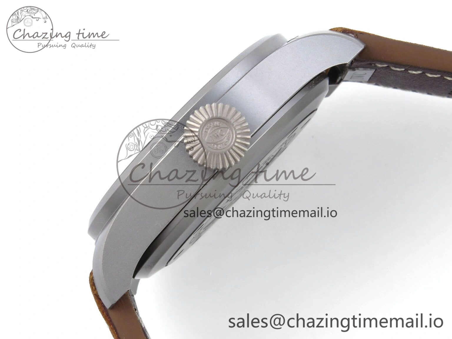 Original Big Pilot IW329701 M+F 1:1 Best Edition Black Dial on Brown Leather Strap MY 7005
