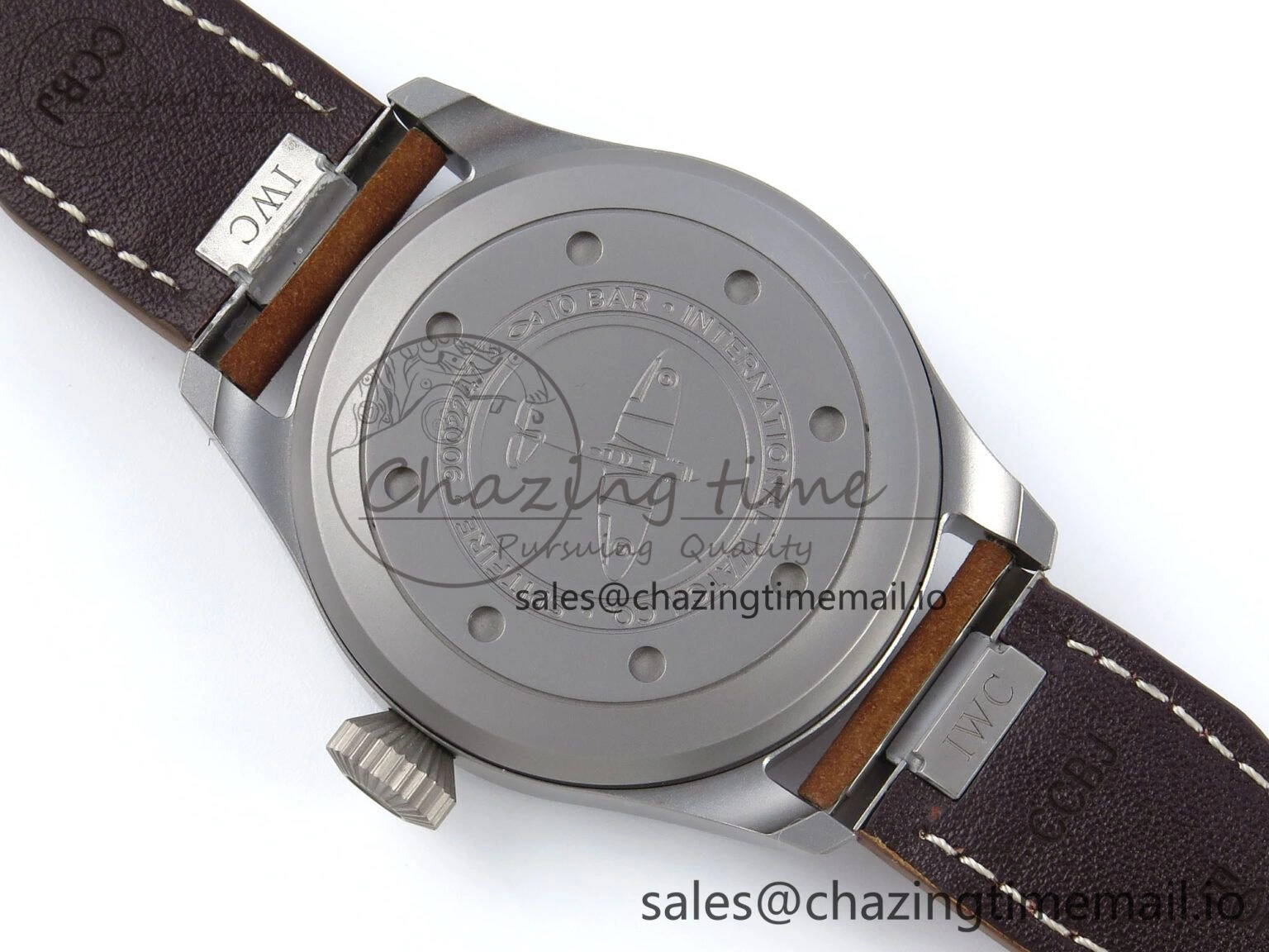 Original Big Pilot IW329701 M+F 1:1 Best Edition Black Dial on Brown Leather Strap MY 7005
