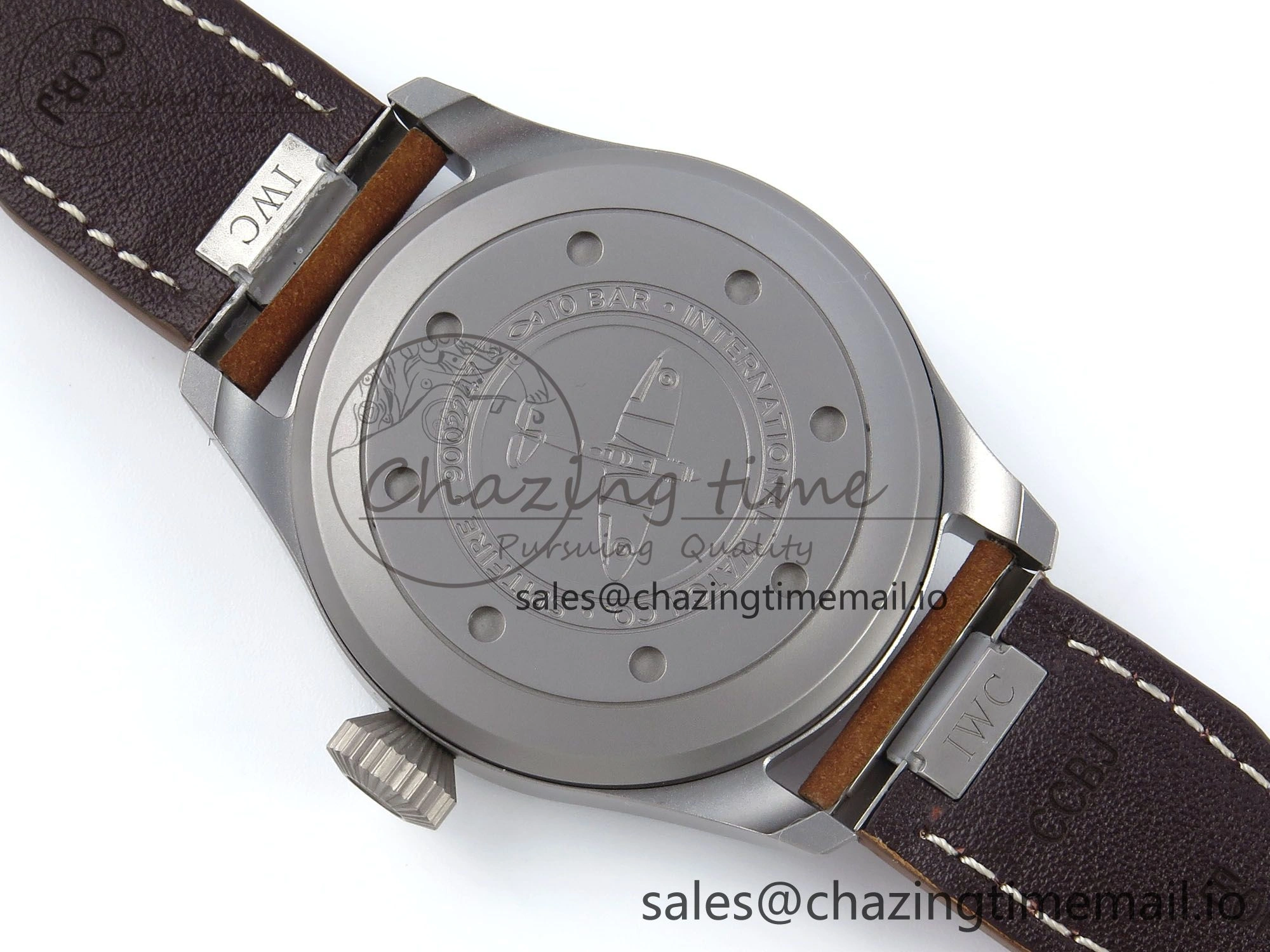 Original Big Pilot IW329701 M+F 1:1 Best Edition Black Dial on Brown Leather Strap MY 7005