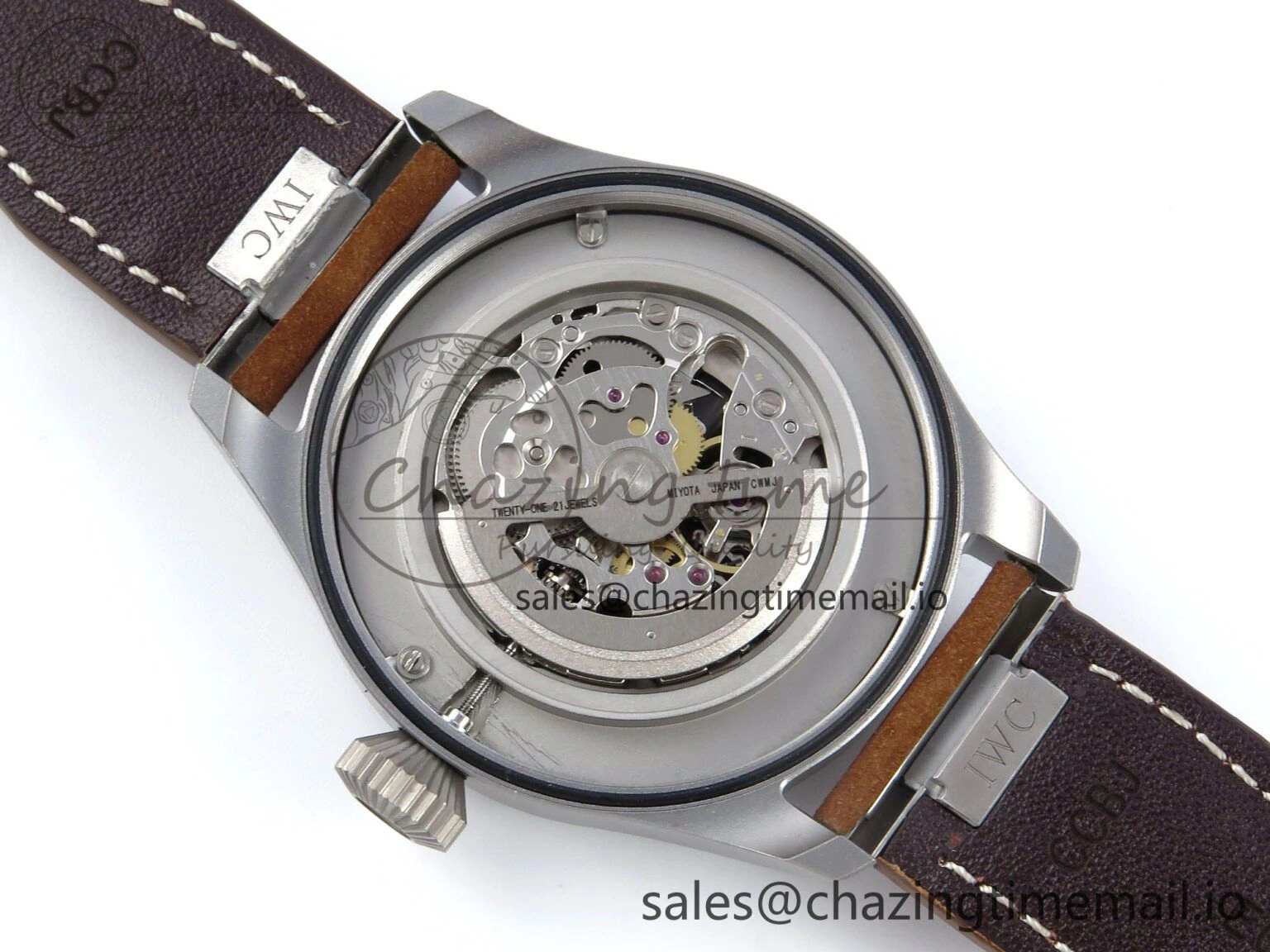 Original Big Pilot IW329701 M+F 1:1 Best Edition Black Dial on Brown Leather Strap MY 7005