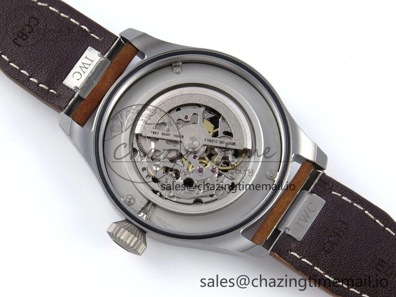 Original Big Pilot IW329701 M+F 1:1 Best Edition Black Dial on Brown Leather Strap MY 7005