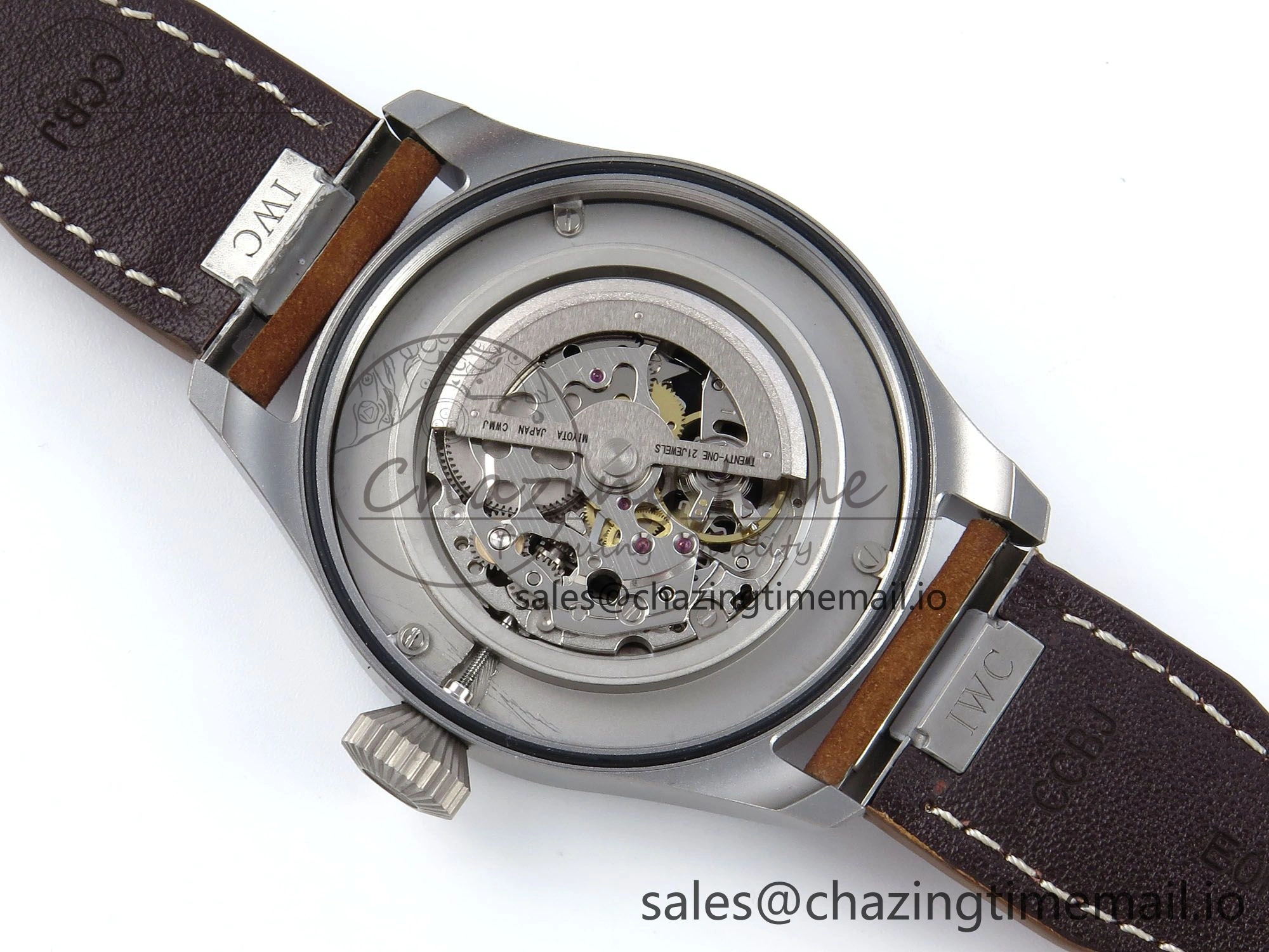 Original Big Pilot IW329701 M+F 1:1 Best Edition Black Dial on Brown Leather Strap MY 7005
