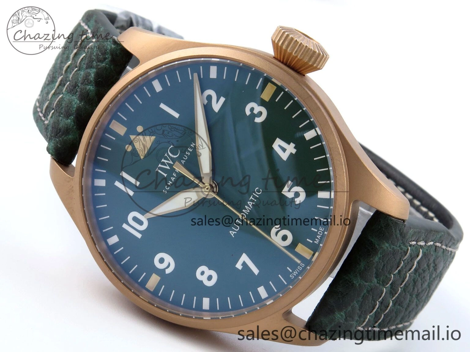 Big Pilot IW329702 M+F 1:1 Best Edition Green Dial on Green Leather Strap MY Casual 7006