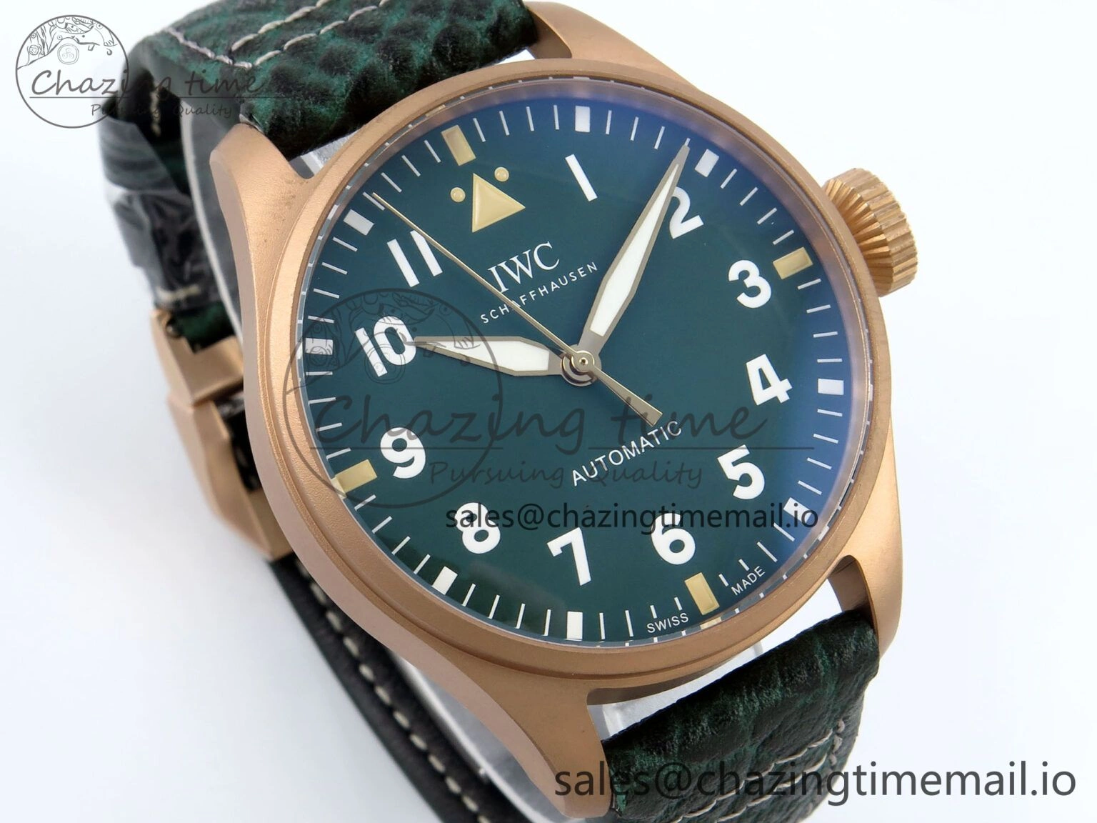 Big Pilot IW329702 M+F 1:1 Best Edition Green Dial on Green Leather Strap MY Casual 7006