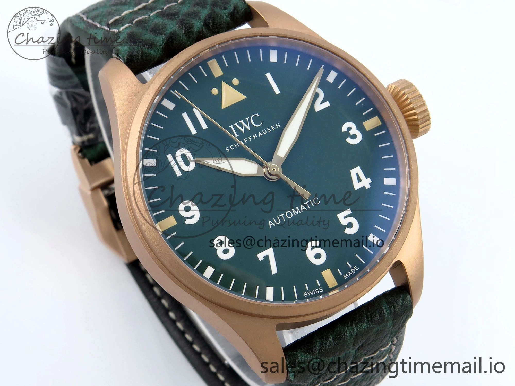 Big Pilot IW329702 M+F 1:1 Best Edition Green Dial on Green Leather Strap MY Casual 7006