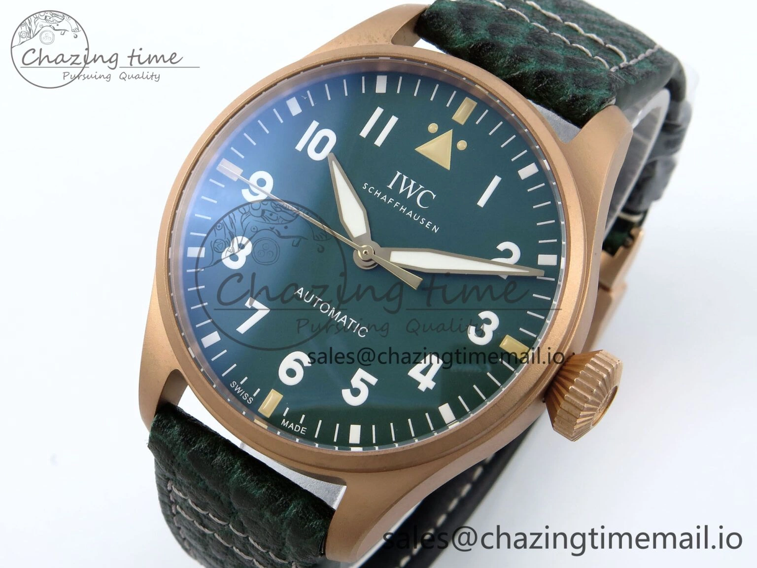 Big Pilot IW329702 M+F 1:1 Best Edition Green Dial on Green Leather Strap MY Casual 7006