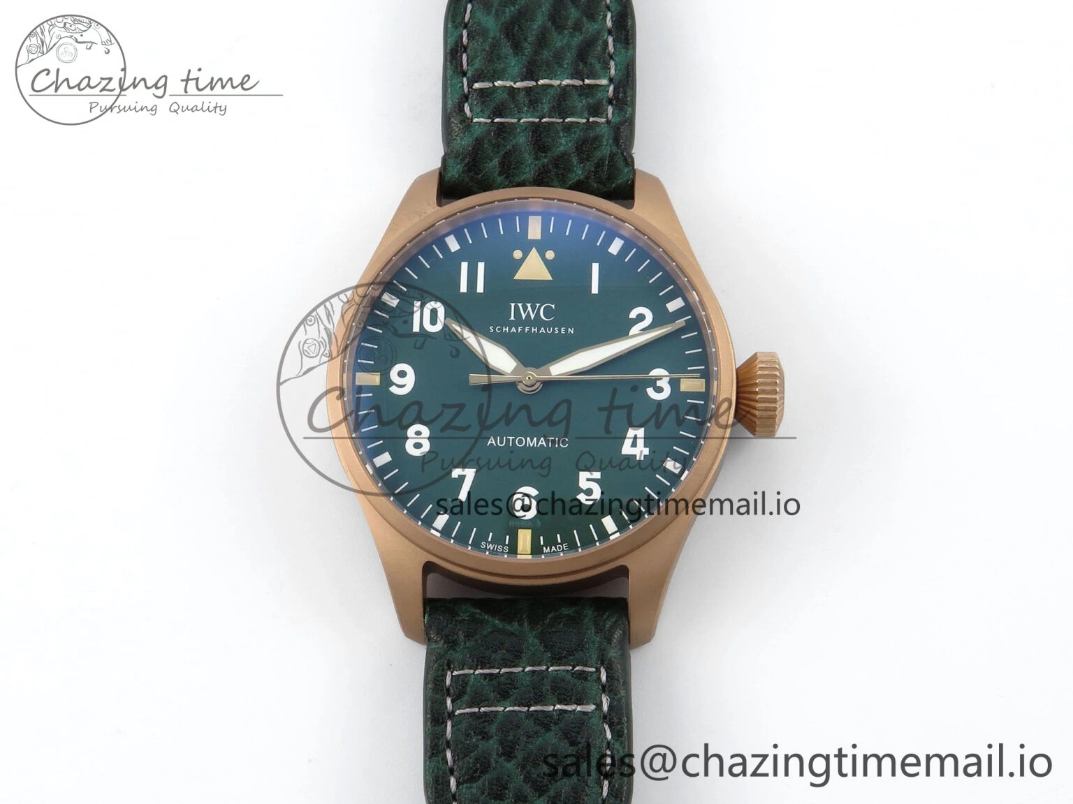 Big Pilot IW329702 M+F 1:1 Best Edition Green Dial on Green Leather Strap MY Casual 7006