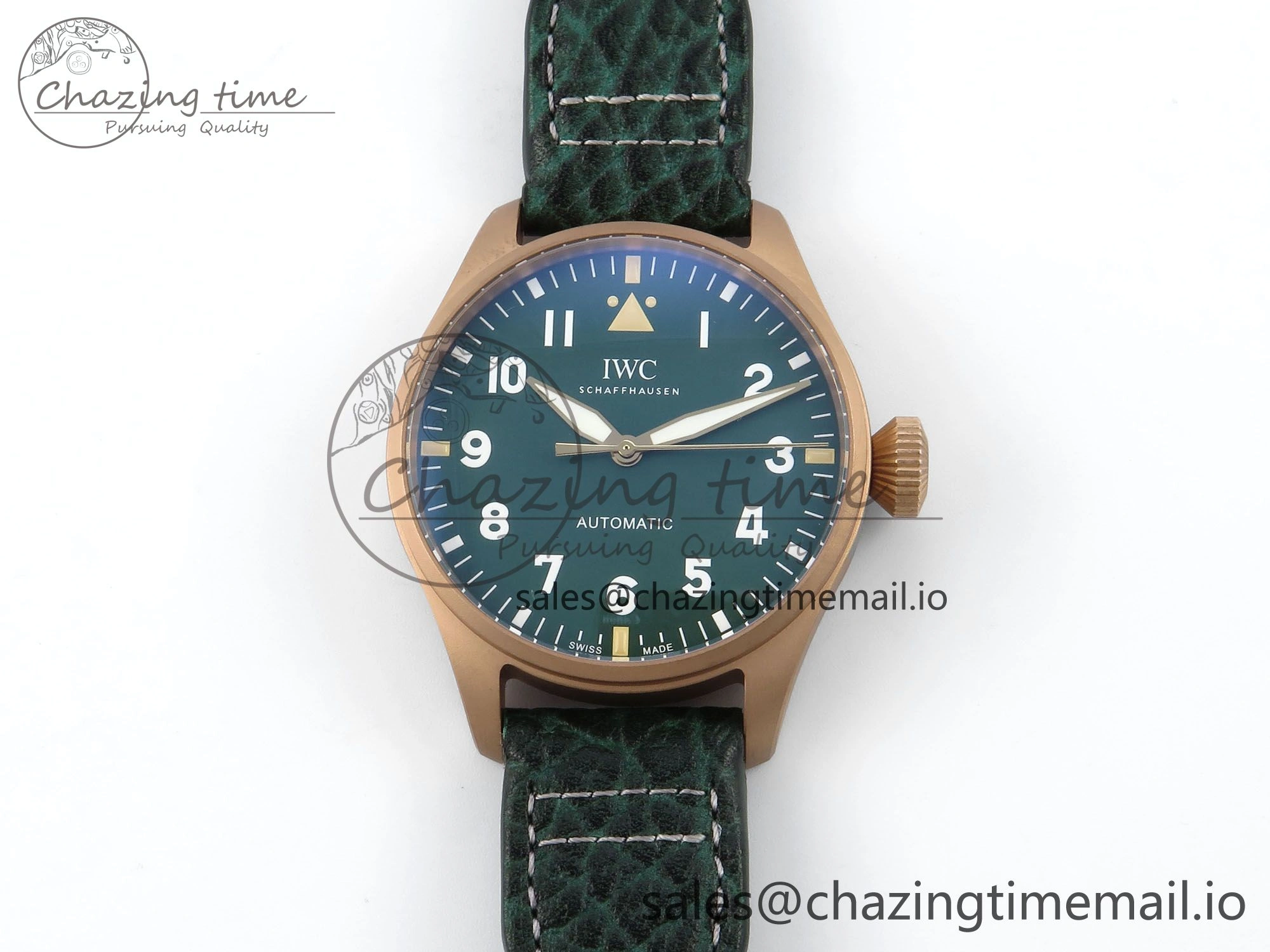 Big Pilot IW329702 M+F 1:1 Best Edition Green Dial on Green Leather Strap MY Casual 7006