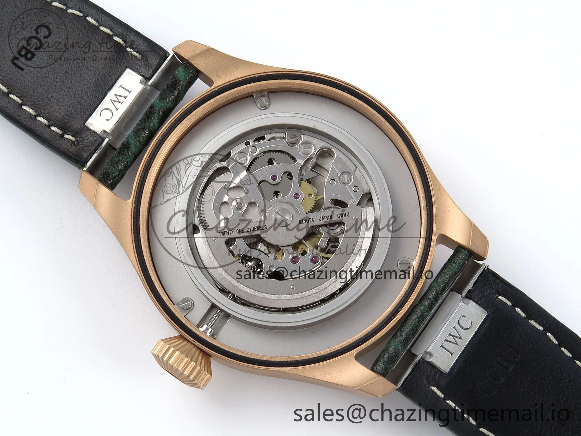 Big Pilot IW329702 M+F 1:1 Best Edition Green Dial on Green Leather Strap MY Casual 7006
