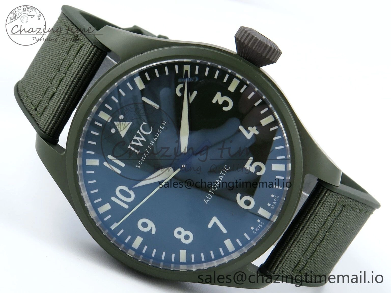 Resilient Big Pilot IW329802 M+F 1:1 Best Edition Green Dial on Green Nylon Strap MY 7002