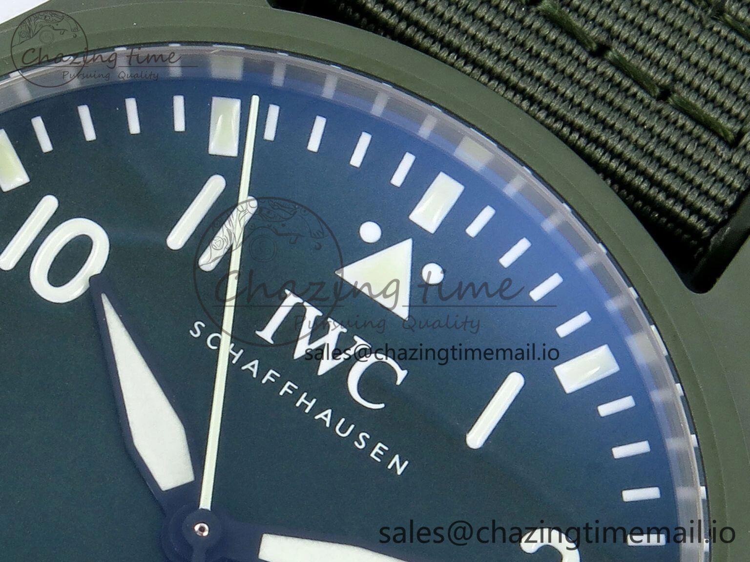 Resilient Big Pilot IW329802 M+F 1:1 Best Edition Green Dial on Green Nylon Strap MY 7002