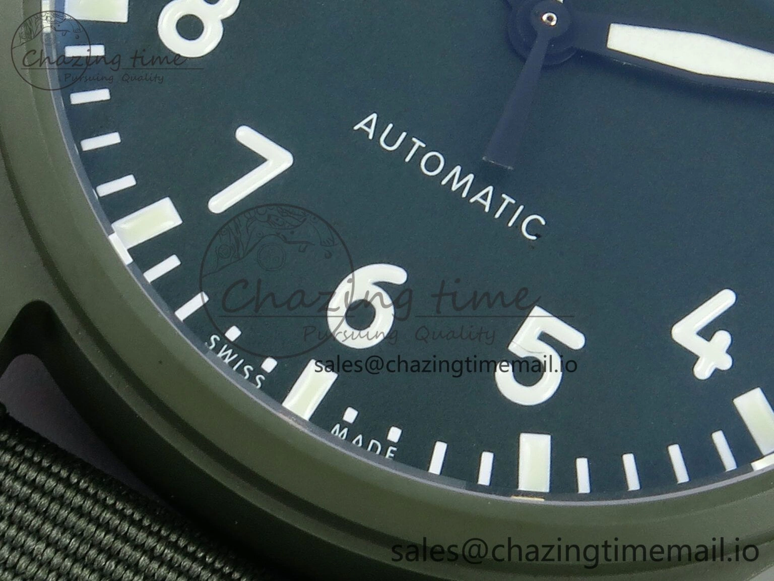 Resilient Big Pilot IW329802 M+F 1:1 Best Edition Green Dial on Green Nylon Strap MY 7002