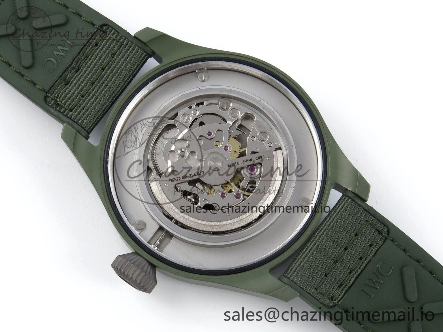 Resilient Big Pilot IW329802 M+F 1:1 Best Edition Green Dial on Green Nylon Strap MY 7002