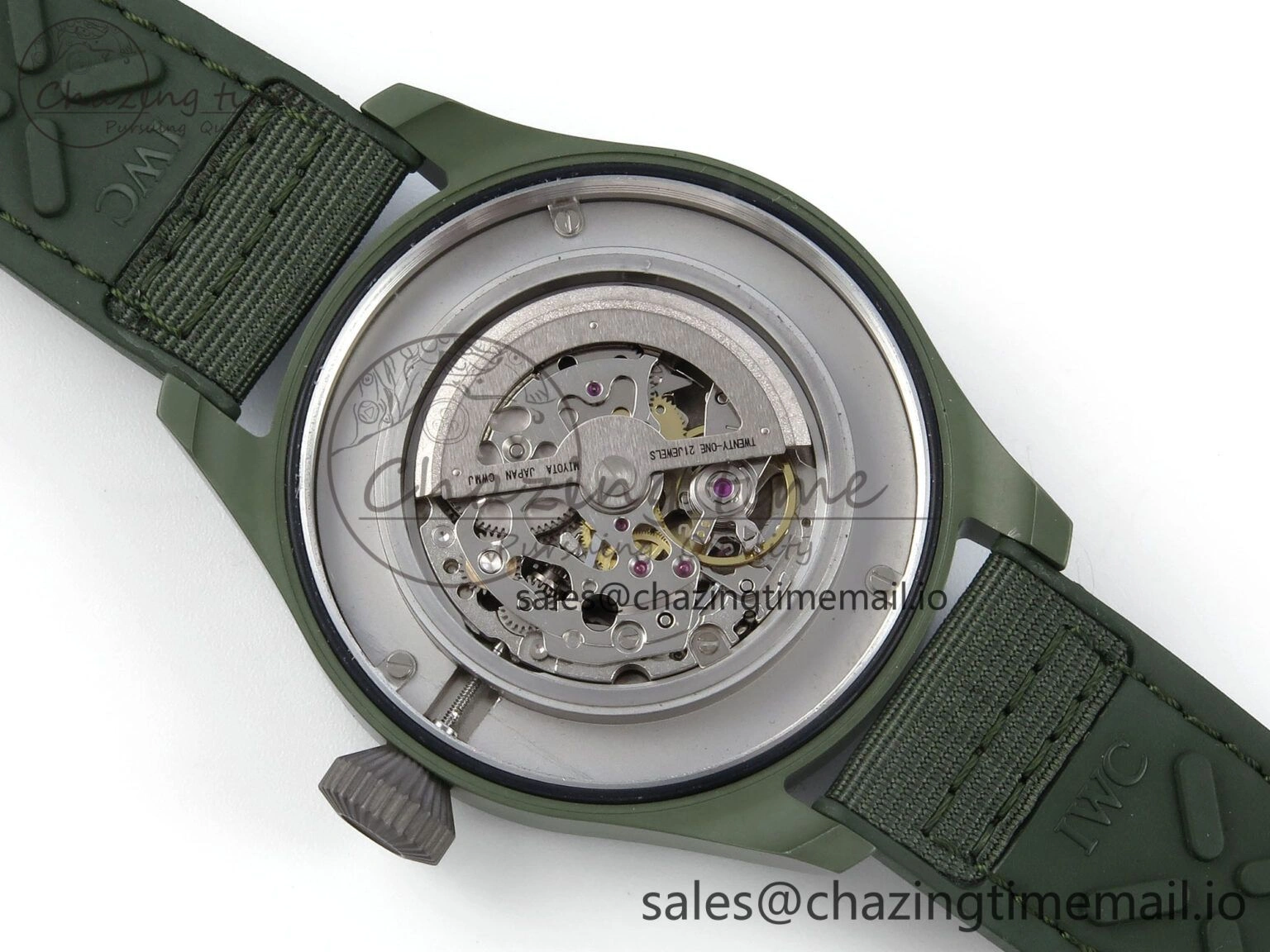Resilient Big Pilot IW329802 M+F 1:1 Best Edition Green Dial on Green Nylon Strap MY 7002