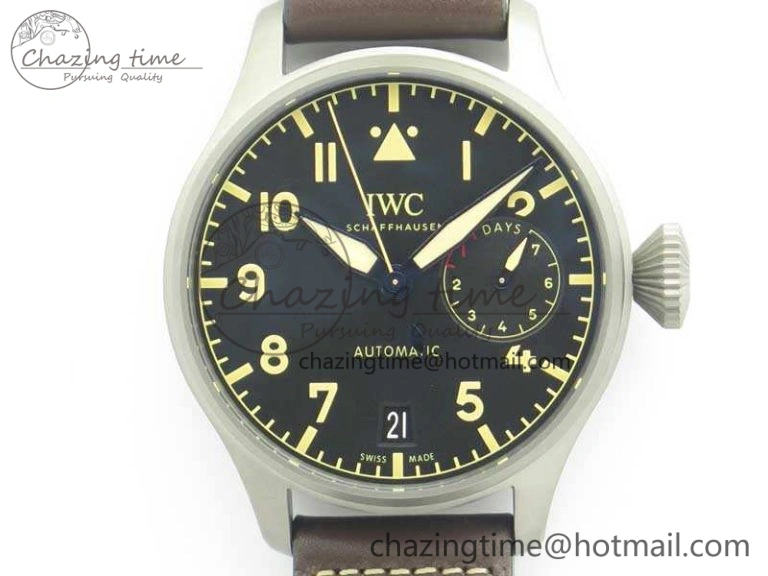Big Pilot IW501004 Titanium ZF 1:1 Best Edition Black Dial On Brown Leather Strap A Resilient 7212