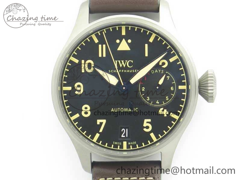 Big Pilot IW501004 Titanium ZF 1:1 Best Edition Black Dial On Brown Leather Strap A Resilient 7212