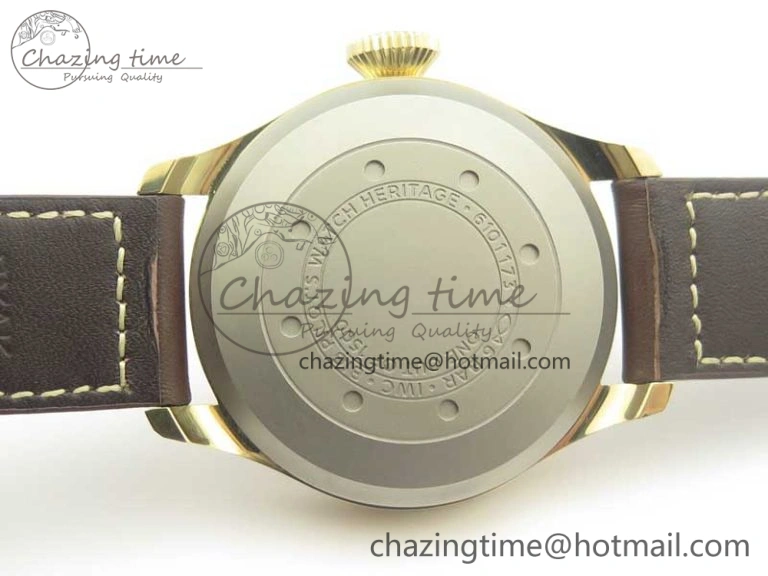 SmoothTexture Big Pilot IW501005 Real Bronze ZF 1:1 Best Edition Black Dial on Brown Leather Strap A 7192