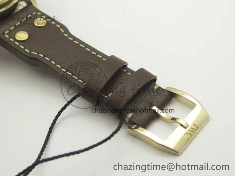 SmoothTexture Big Pilot IW501005 Real Bronze ZF 1:1 Best Edition Black Dial on Brown Leather Strap A 7192