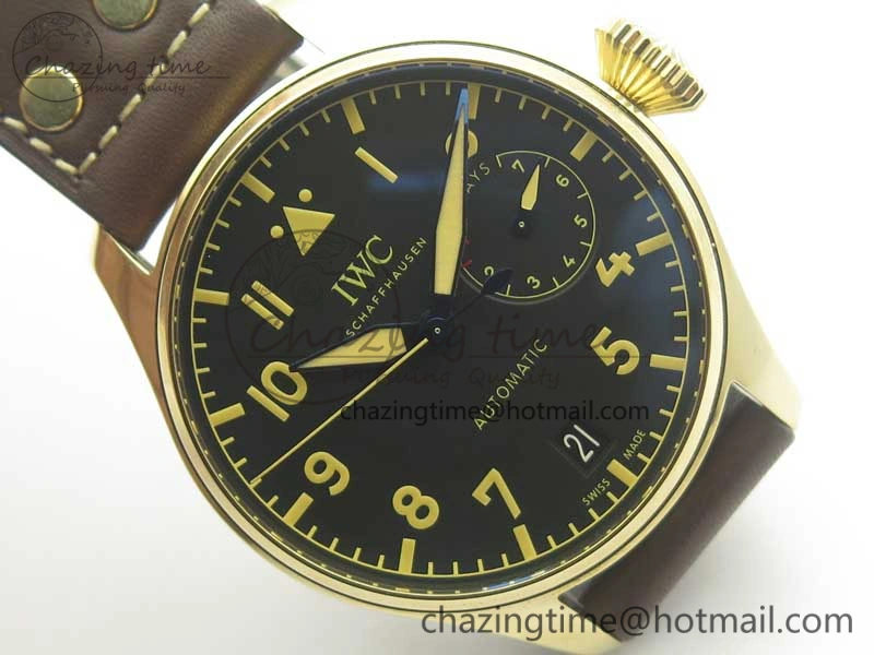 SmoothTexture Big Pilot IW501005 Real Bronze ZF 1:1 Best Edition Black Dial on Brown Leather Strap A 7192