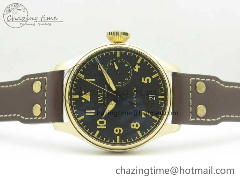SmoothTexture Big Pilot IW501005 Real Bronze ZF 1:1 Best Edition Black Dial on Brown Leather Strap A 7192