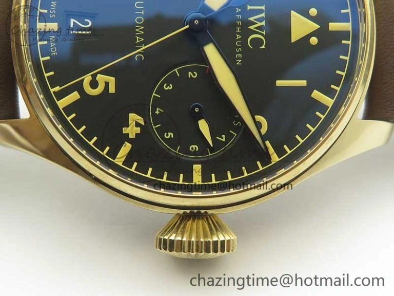SmoothTexture Big Pilot IW501005 Real Bronze ZF 1:1 Best Edition Black Dial on Brown Leather Strap A 7192