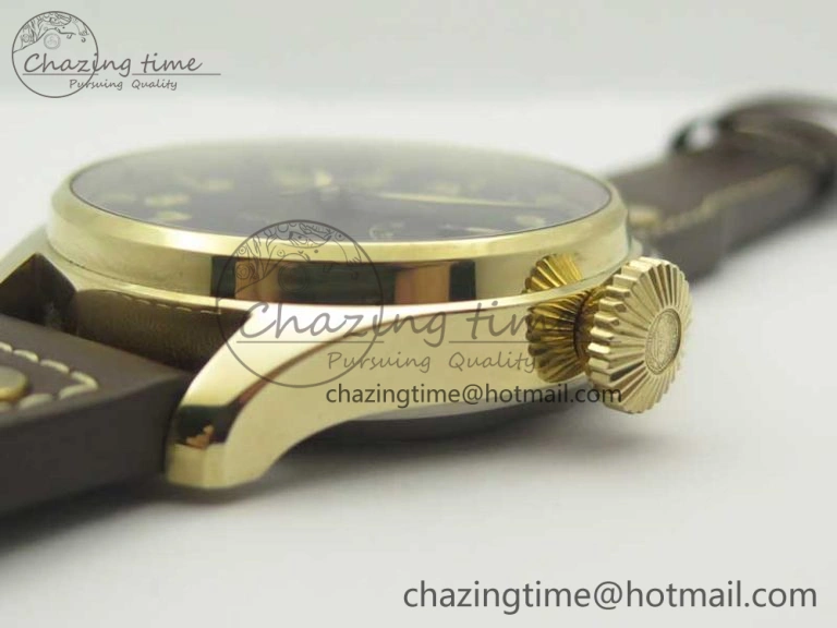 SmoothTexture Big Pilot IW501005 Real Bronze ZF 1:1 Best Edition Black Dial on Brown Leather Strap A 7192