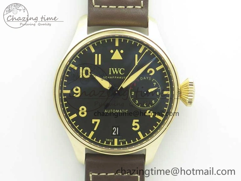 SmoothTexture Big Pilot IW501005 Real Bronze ZF 1:1 Best Edition Black Dial on Brown Leather Strap A 7192