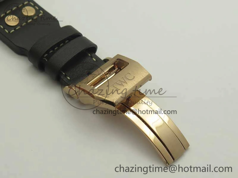 Big Pilot IW510301 Satin-Polished RG YLF Best Edition Black Dial On Leather Strap A Original 7222