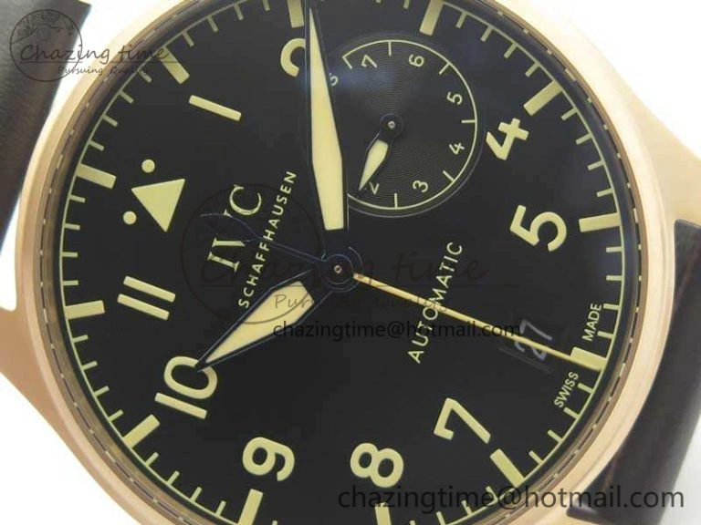 Big Pilot IW510301 Satin-Polished RG YLF Best Edition Black Dial On Leather Strap A Original 7222