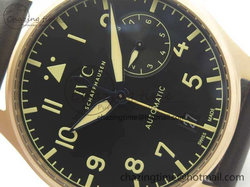 Big Pilot IW510301 Satin-Polished RG YLF Best Edition Black Dial On Leather Strap A Original 7222