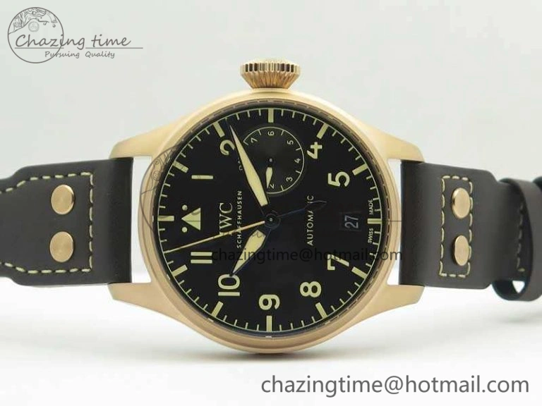 Big Pilot IW510301 Satin-Polished RG YLF Best Edition Black Dial On Leather Strap A Original 7222