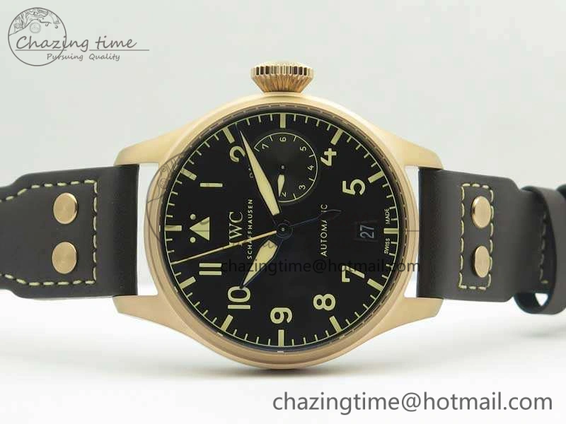 Big Pilot IW510301 Satin-Polished RG YLF Best Edition Black Dial On Leather Strap A Original 7222