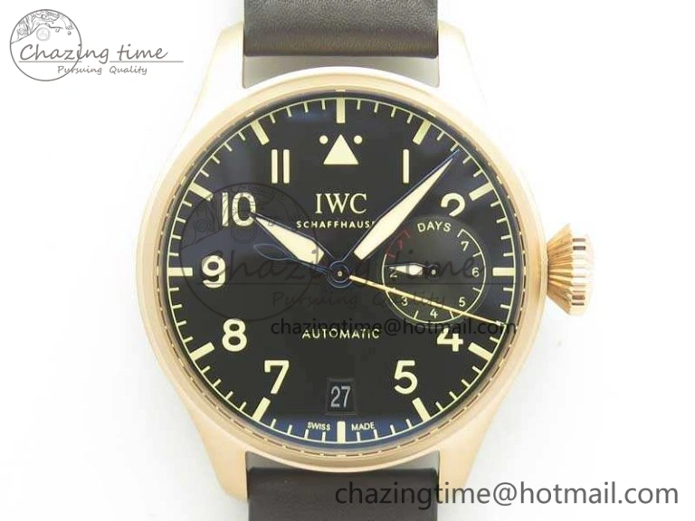 Big Pilot IW510301 Satin-Polished RG YLF Best Edition Black Dial On Leather Strap A Original 7222