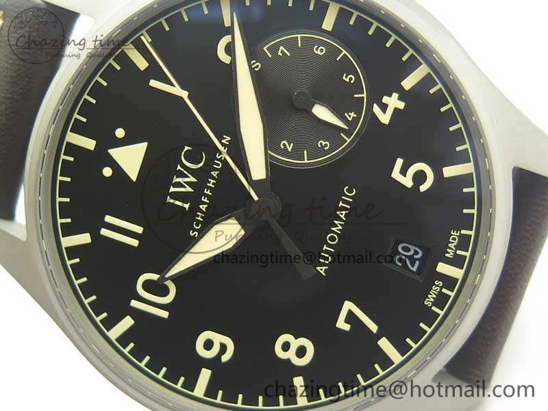 Big Pilot IW510301 Satin-Polished SS YLF Best Edition Black Dial On Leather Strap A Chic 7213